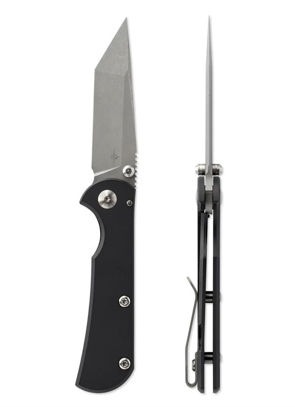 Toor Knives Chasm T Black FII54T Black-Folder Stonewash Tanto Blade with Black Titanium Handles