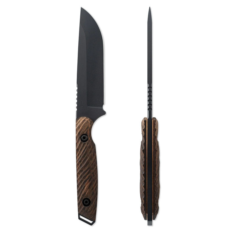 Toor Knives Field 2.0 Fixed Blade/ Battleship Grey Drop Point Blade with Fluted Walnut Handles