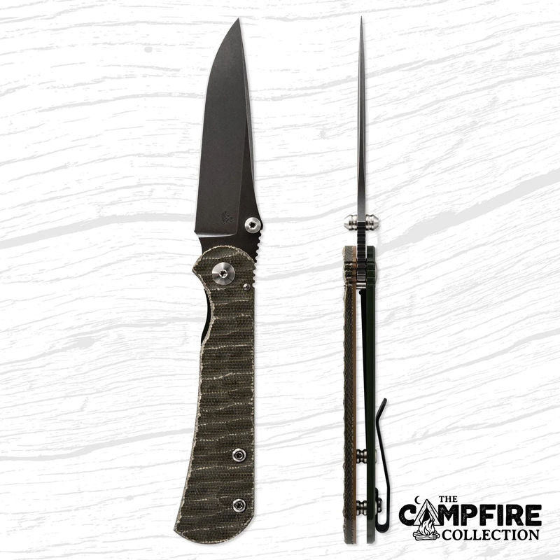 Toor Knives Merchant 2.0 -FL35S Frame Lock Folder Black Oxide Blade with Forest Green Canvas Micarta Handles/ Dark Earth G10 Liners
