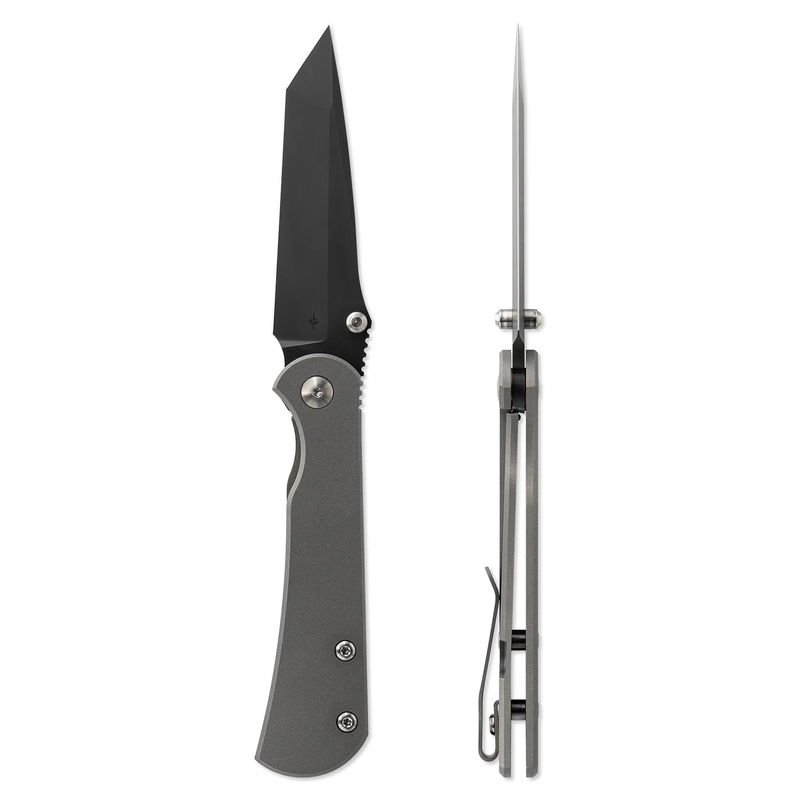 Toor Knives Merchant 2.0 - FL35T Folding Knife Black Tanto Blade with Stone Titanium Handles