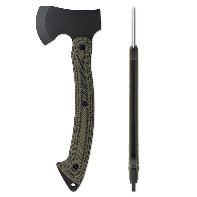 Toor Knives Camp Axe Black Cerakote Blade with Ranger Green Textured G10 Handles