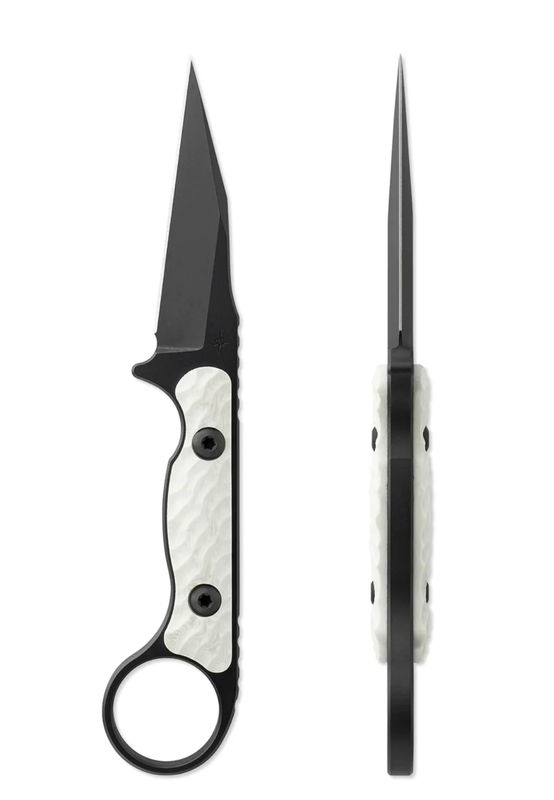 Toor Knives Jank Shank G10 Fixed Blade/ Shadow Black Blade with Textured White G10 Handles