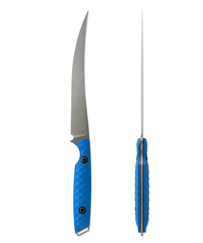 Toor Knives Avalon Fixed Blade/ Stonewash Fillet Blade with Textured Leviathan Blue G10 Handles