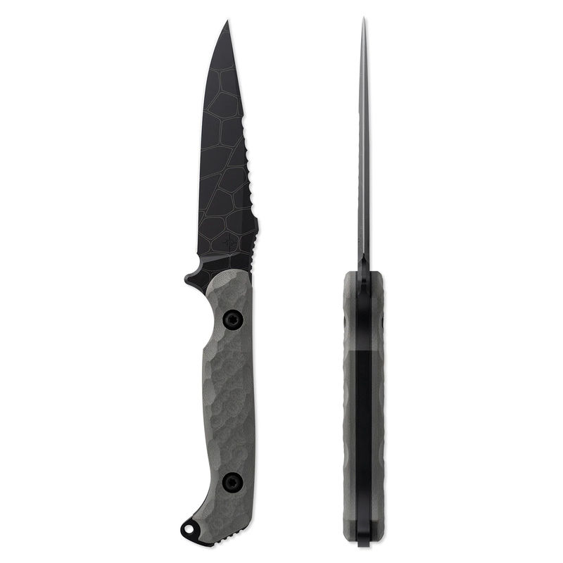 Toor Knives Darter Vapor Fixed Blade Signature Series Dragonfly Wing Pattern Black KG Gunkote Blade with Vapor Grey G10 Handles