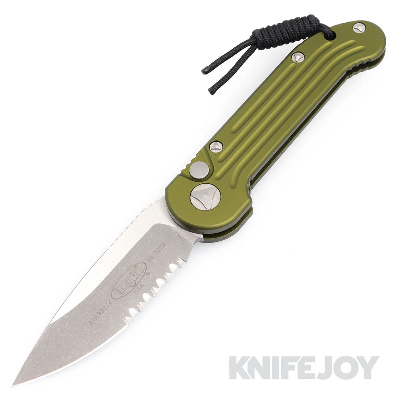 MICROTECH 135-11APOD Auto L.U.D.T. Apocalyptic Partially Serrated Standard Blade with OD Green Aluminum Handles