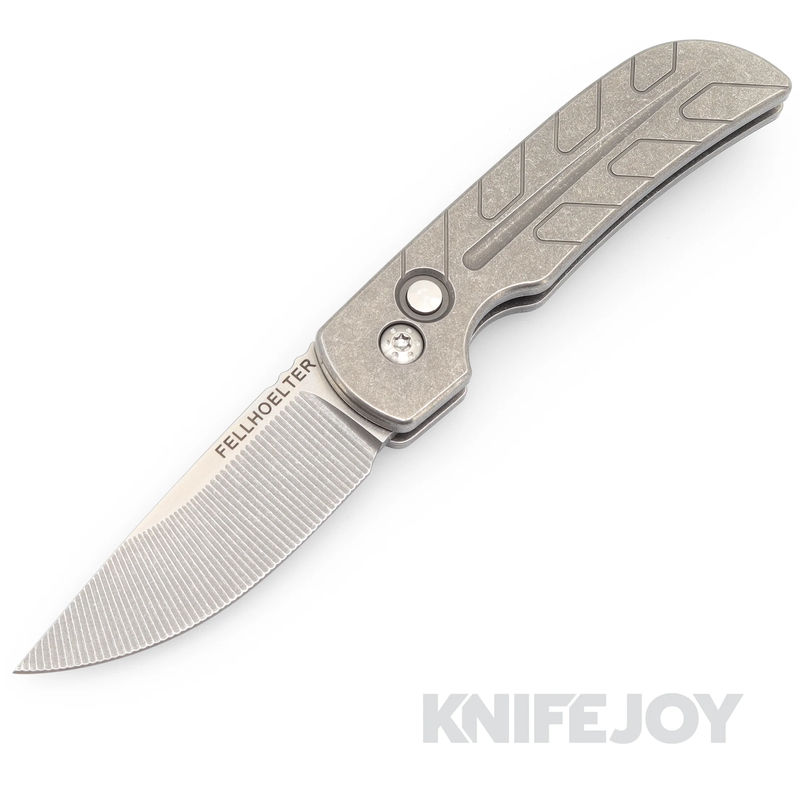 Fellhoelter Ridgeline Auto Knife Engraved Magnacut Blade with Engraved Titanium Scales