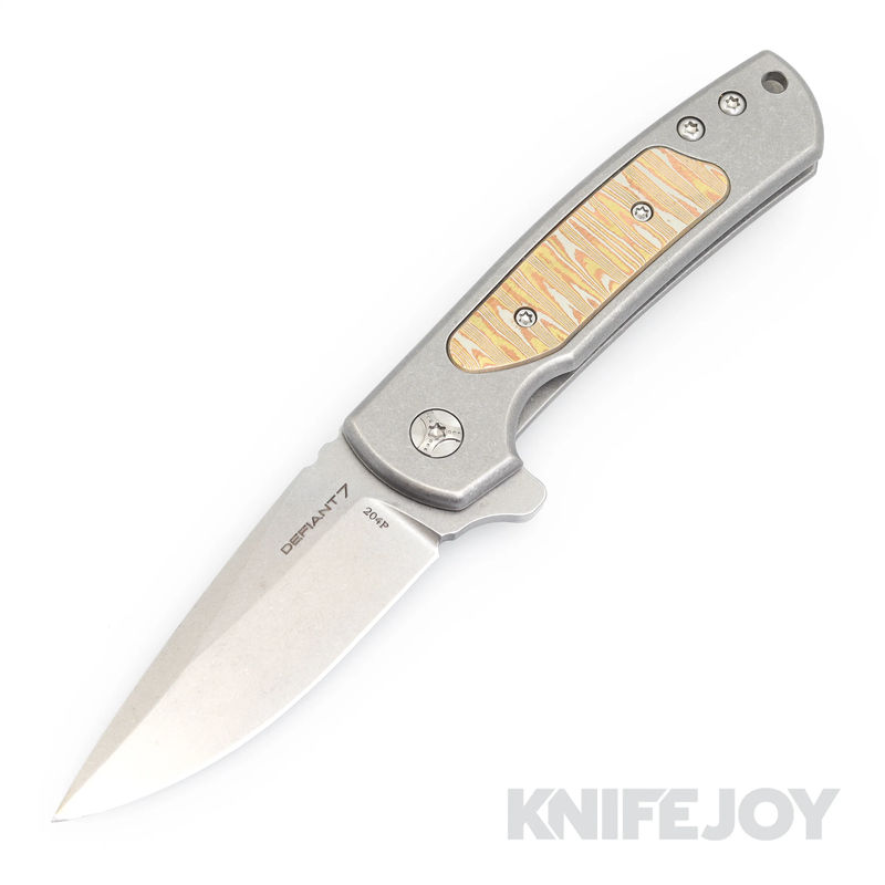 Les George Defiant 7 Servo Mokume Insert Flipper Knife