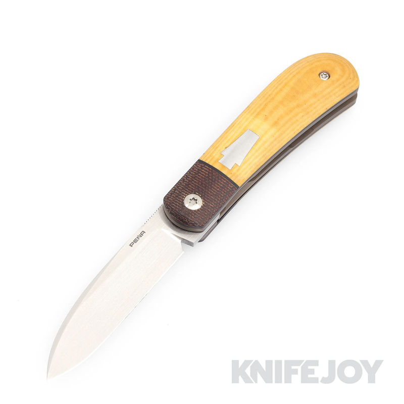 Enrique Pena Custom Front Flipper Zulu with Brown Canvas Micarta Handles