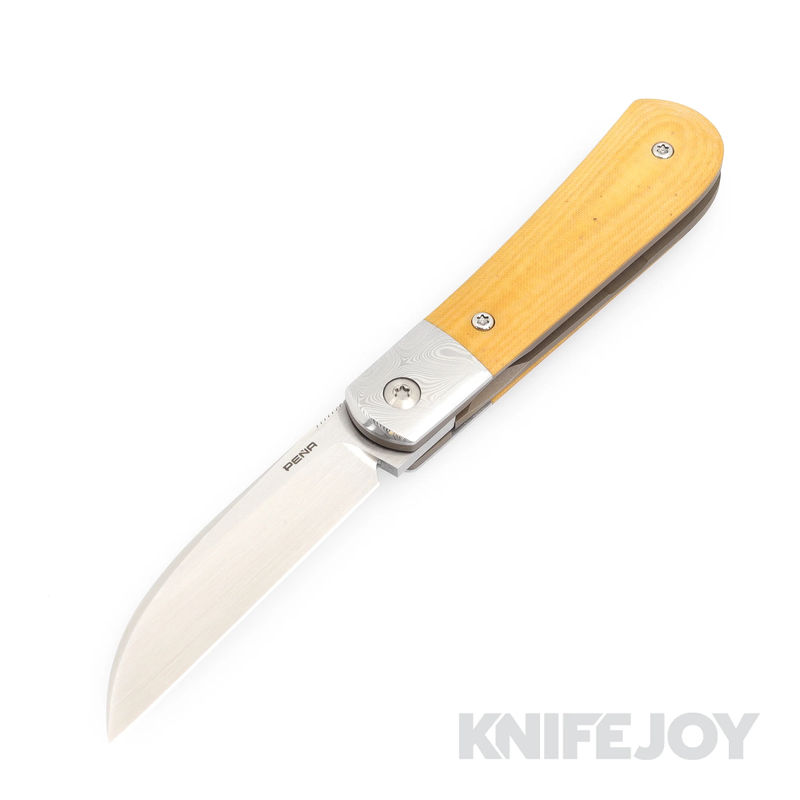 Enrique Pena Custom Front Flipper Swayback with Damasteel Bolsters/ Micarta Handles