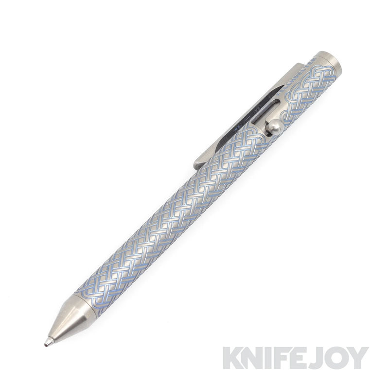 Fellhoelter/ Captain Axel Tibolt Engraved Celtic Blue Titanium Pen/ Blue Captain's Cap/ Blue Celtic Clip