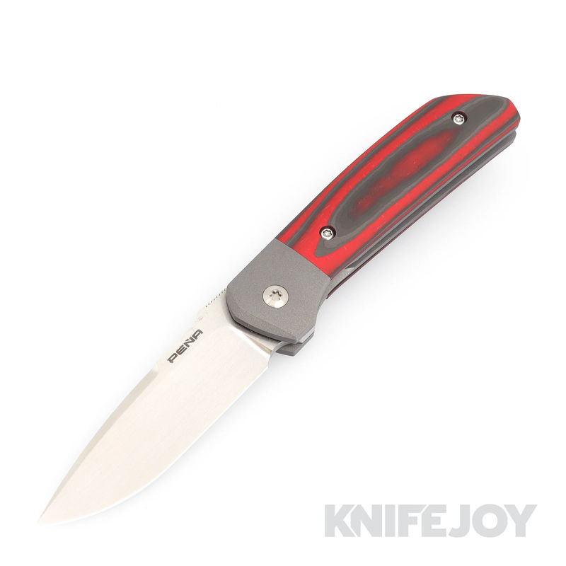 Enrique Pena Custom Front Flipper Mula with Red Carboquartz Handles and Mokuti Clip