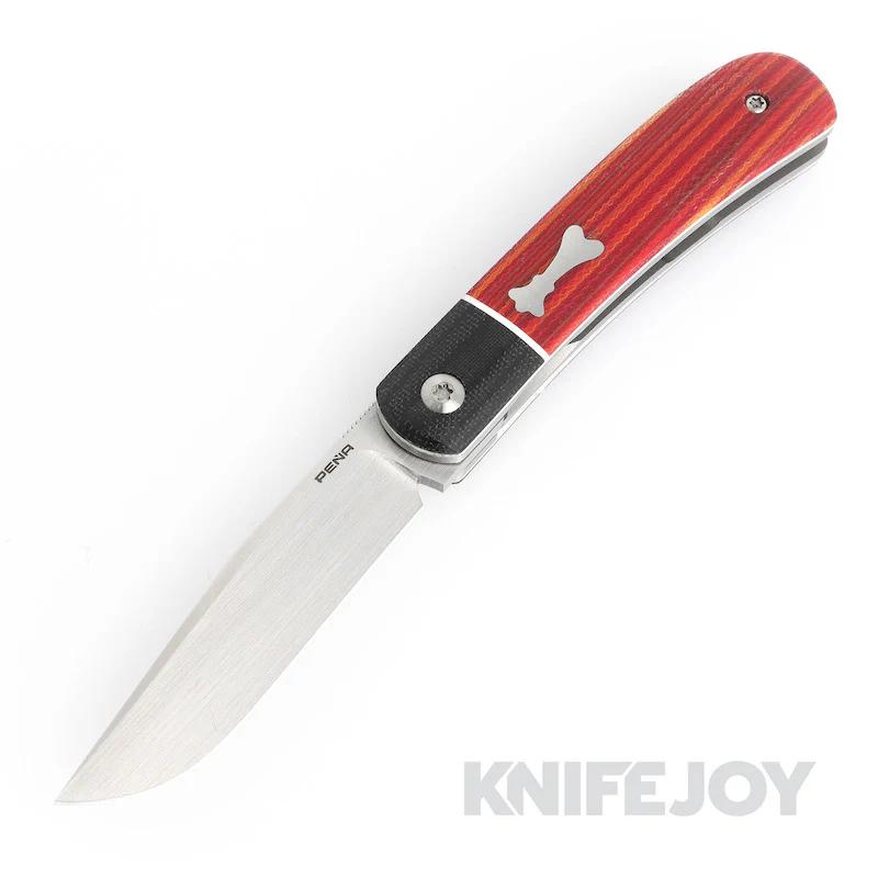 Enrique Pena Custom Front Flipper Trapper with Black Canvas Micarta Bolsters/ Mexican Blanket Micarta Handles