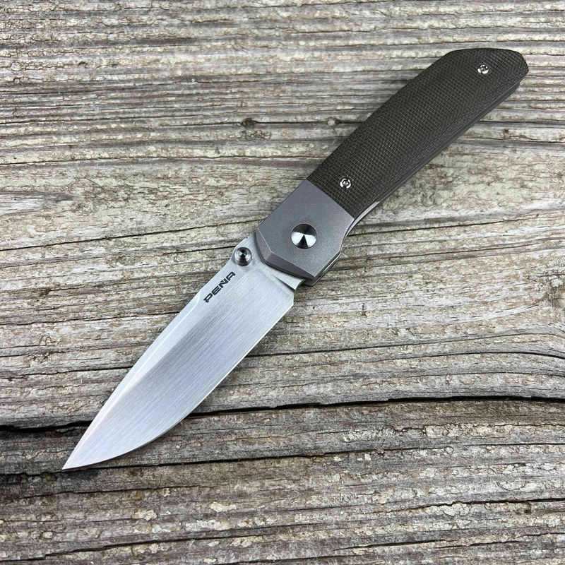 Enrique Pena Custom Front Flipper Mula Brown Micarta and Mokuti Clip