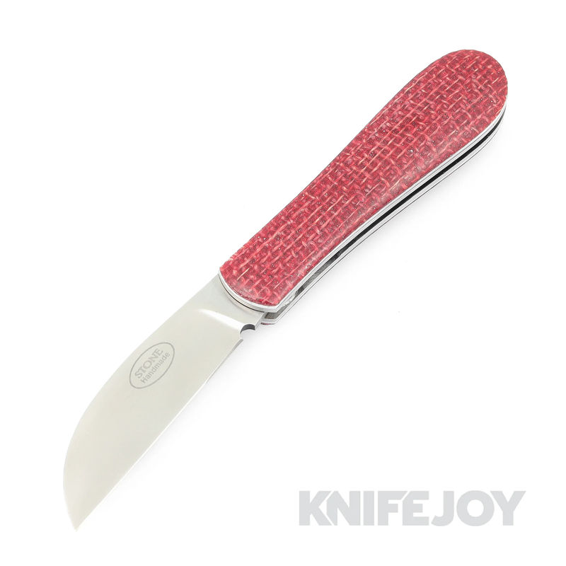 Tinus Stone STONE146 Small Companion Slipjoint with Red Burlap Scales/ White Liners