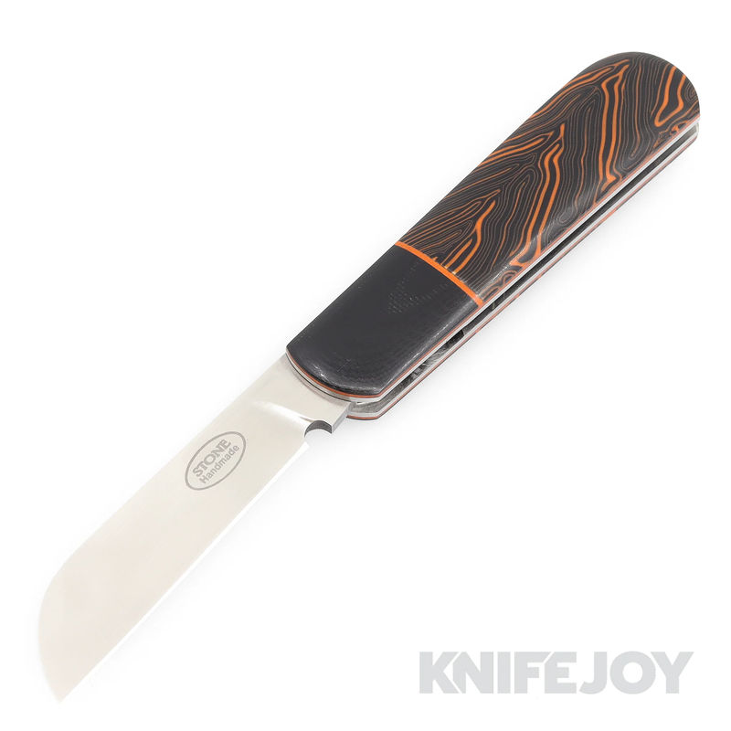 Tinus Stone STONE169 Barlow SlipJoint Plain Blade with Orange/ Black G-Mascus G10 Handles/ Black G10 Bolsters/ Orange Liners