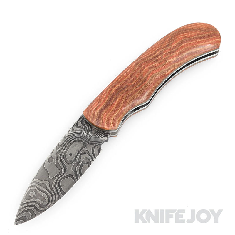 Tinus Stone STONE178 Hunter Slipjoint Carbon Damascus Blade with Dyed Ash Handles/ OD Green Liners