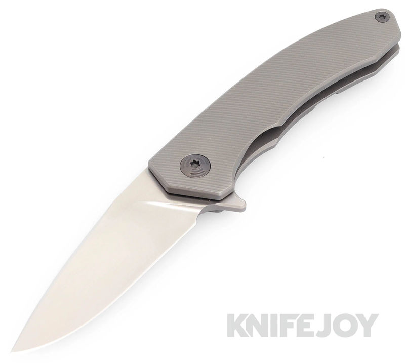 Trevor Burger Custom Knives TBC-DAKARMINI13 DAKAR Mini Flipper Folder Plain Satin Blade with Full Titanium Handles/ Black Hardware and Clip