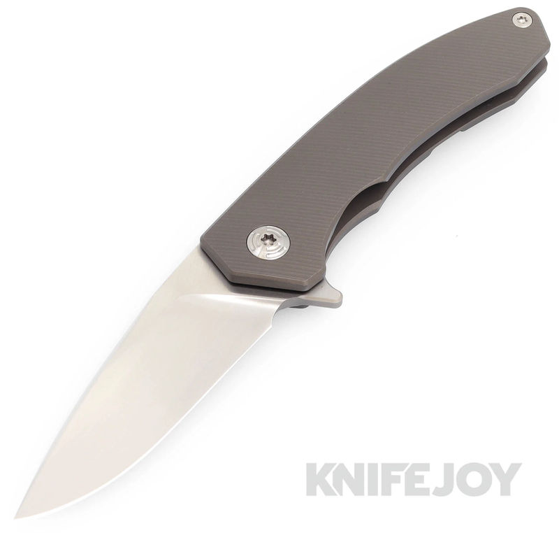 Trevor Burger Custom Knives TBC-DAKARMINI14 DAKAR Mini Flipper Folder Plain Satin Blade with Full Titanium Handles/ Plain Hardware and Clip