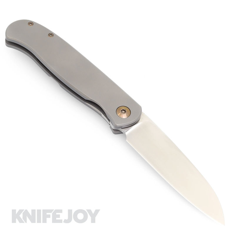 Trevor Burger Custom Knives TBC-ATLAS40 Atlas LEFTY SFL Wharncliffe Satin Blade with Plain Titanium Handles/ Bronze Hardware