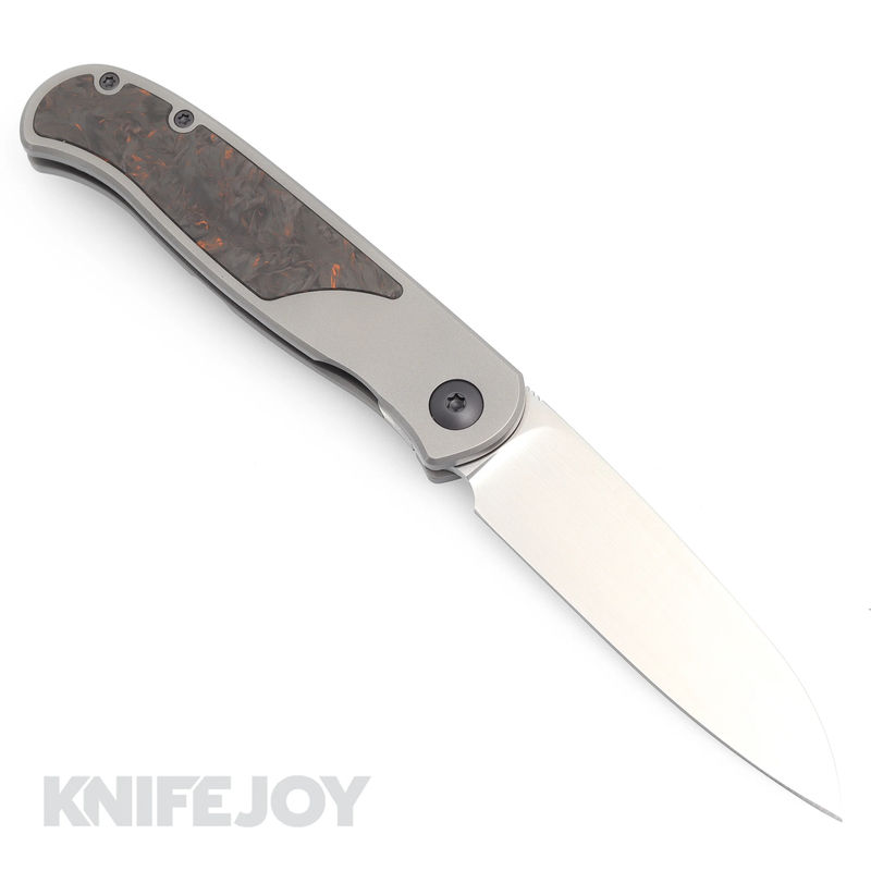 Trevor Burger Custom Knives TBC-ATLAS32 Atlas LEFTY CFL Wharncliffe Satin Blade with Fat Carbon Dark Matter Inlay/ Smooth Titanium Handles/ PVD Hardware