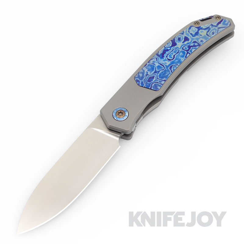 Trevor Burger Custom Knives TBC-URBANXL22 M390 Satin Plain Blade with Dressed Timascus Inlay Handles/ Bronze Hardware