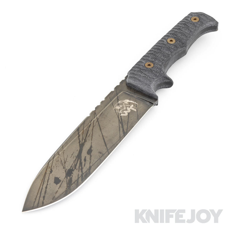 Wander Tactical WT220 Dimorphodon Fixed Blade D2 Black Blood Finish Blade with Black Micarta Handles