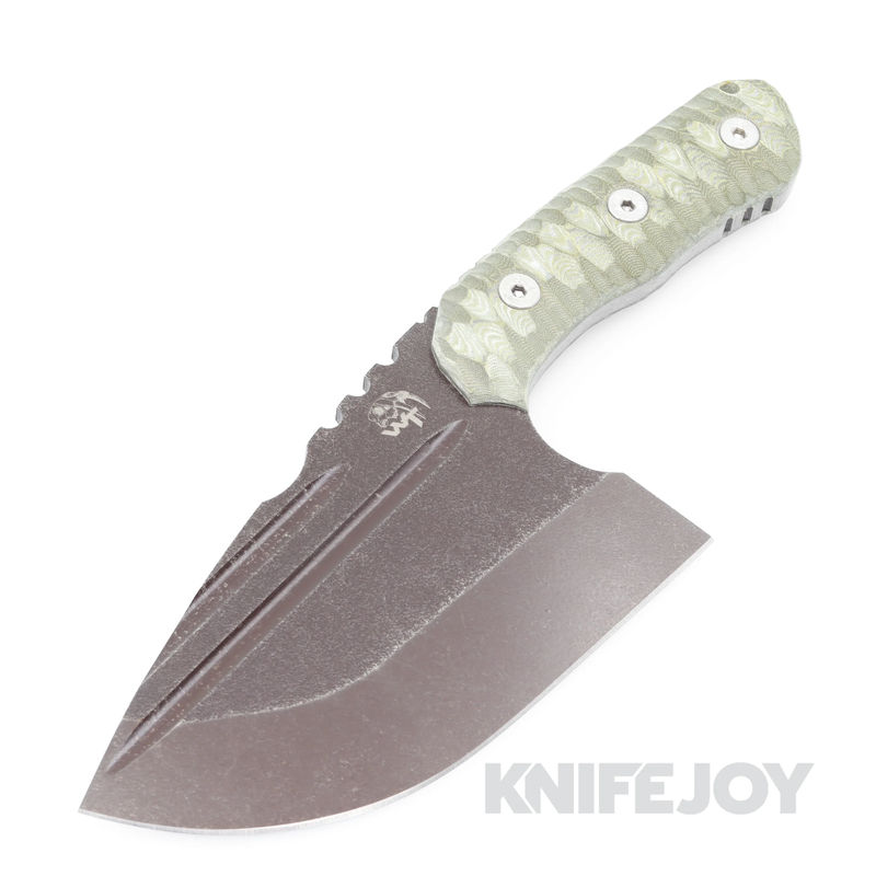 Wander Tactical WTK205 Triceratops XL Green Grooved Micarta Handle with Black Blood D2 Fixed Blade Knife