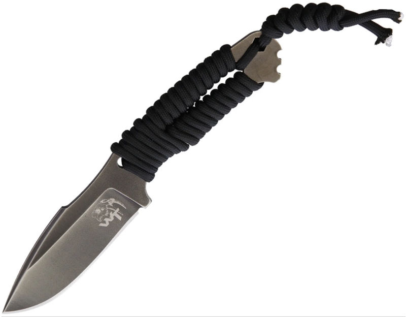 Wander Tactical WTK18 Raptor Fixed Blade Iron Washed Steel with Paracord Wrapped Handle