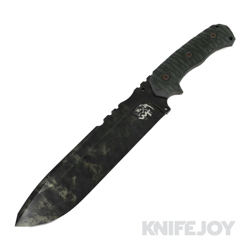 Wander Tactical WT218 Godfather Fixed Blade D2 Marble Finish Blade with Green Micarta Handle
