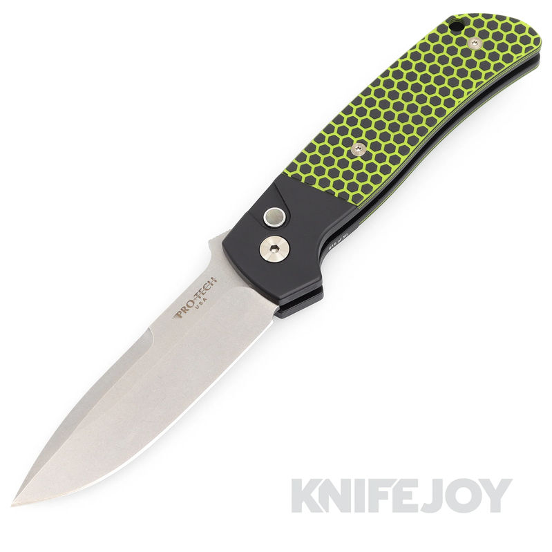 Pro-tech Knives ATCF USN Special Custom Terzuola Design Stonewash Magnacut Blade with Black/ Green Honeycomb G10 Inlay Handles/ 3D Ti Clip