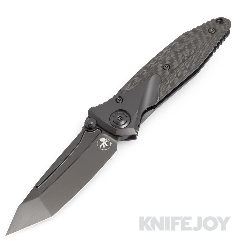 MICROTECH 261-1DLCTCFTIS Signature Series Socom Bravo Tanto DLC Standard Blade with DLC Hardware/ Carbon Fiber Scales/ DLC Titanium Handles