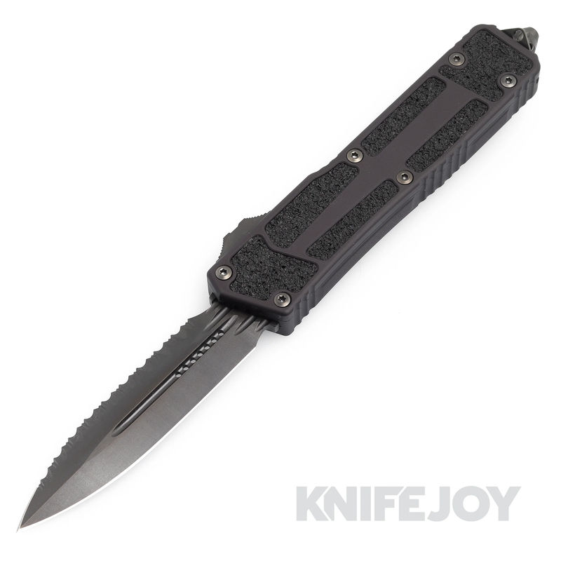 MICROTECH 280-3DLCTSH Scarab 2 Shadow Auto OTF Double Edge DLC Full Serrated Blade with DLC Handles and Shadow DLC Hardware