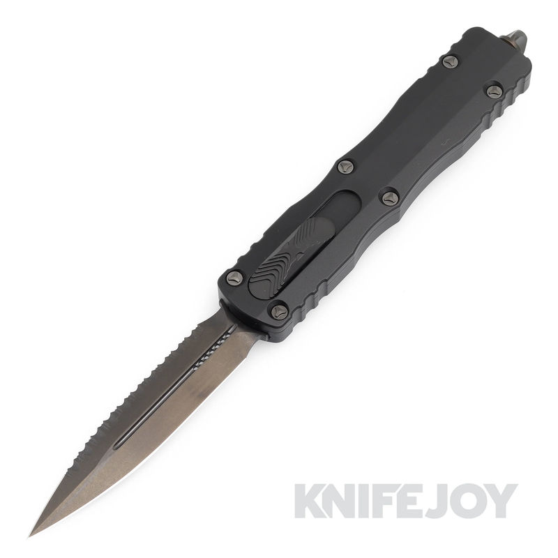 MICROTECH 227-3DLCTSH Dirac Delta OTF Auto Double Edge Shadow DLC Full Serrated Blade with DLC Hardware/ DLC  Shadow Handles