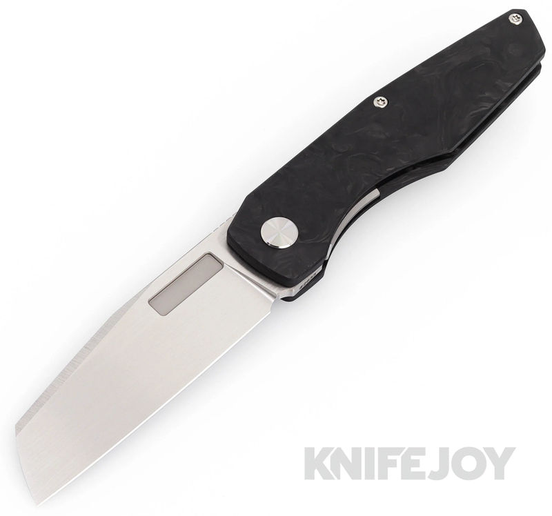 Vero Engineering Axon Liner Lock Gen4 Hand Polished Satin Blade with Marbled Carbon Fiber Handles