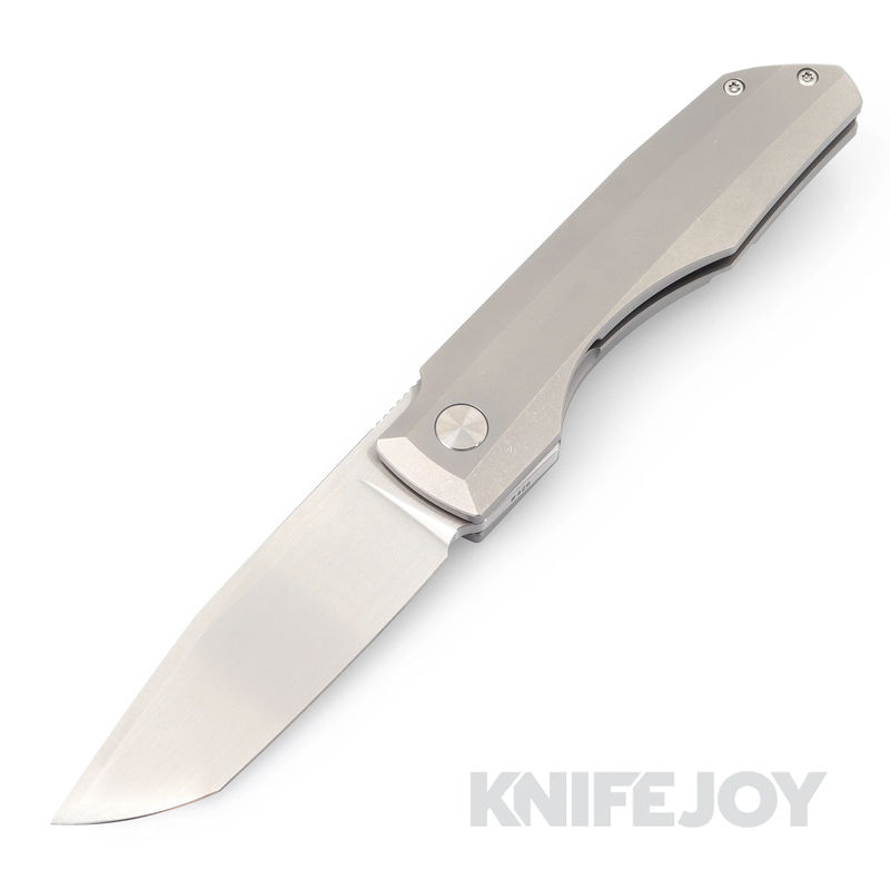 Vero Engineering Impulse Hand Rubbed Satin Tanto Blade Frame Lock Flipper with Stonewash Titanium Handles