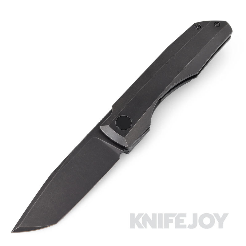 Vero Engineering Impulse Mini Blackwash Tanto Blade Frame Lock Flipper with Blackwash Titanium Handles