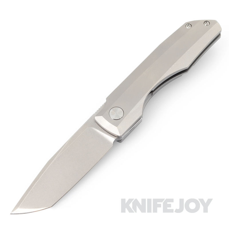 Vero Engineering Impulse Mini Stonewash Tanto Blade Frame Lock Flipper with Stonewash Titanium Handles