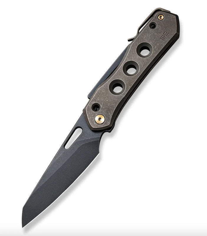 We Knife- 21031-4 Vision R Superlock Folding Knife Black Stonewash Reverse Tanto Blade with Bronze Stonewash Titanium Handles