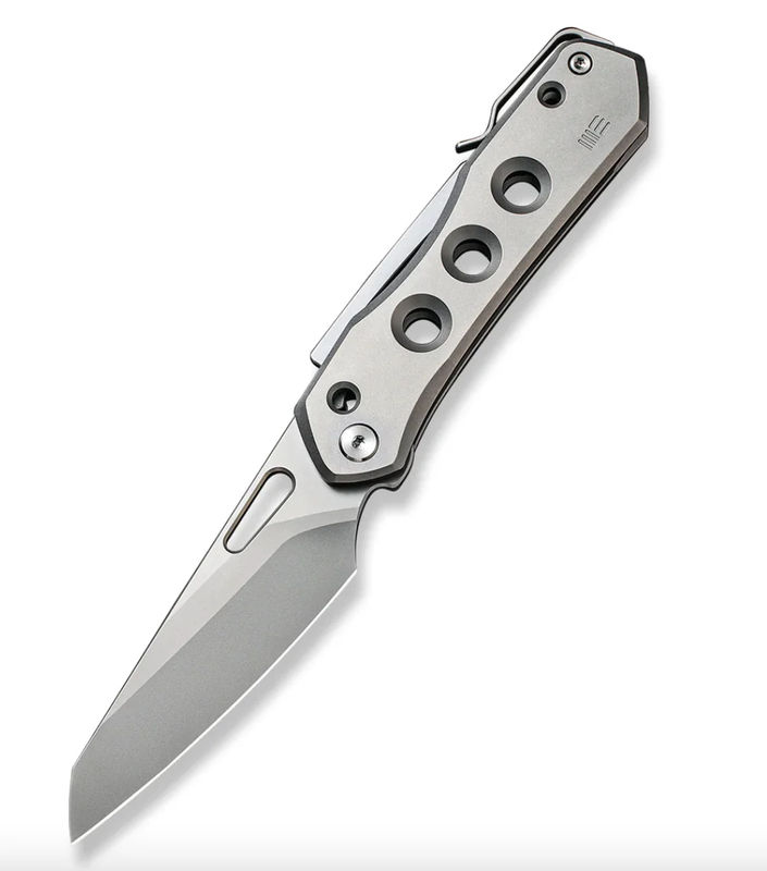 We Knife- 21031-1 Vision R Superlock Folding Knife Silver Bead Blasted Reverse Tanto Blade with Gray Titanium Handles