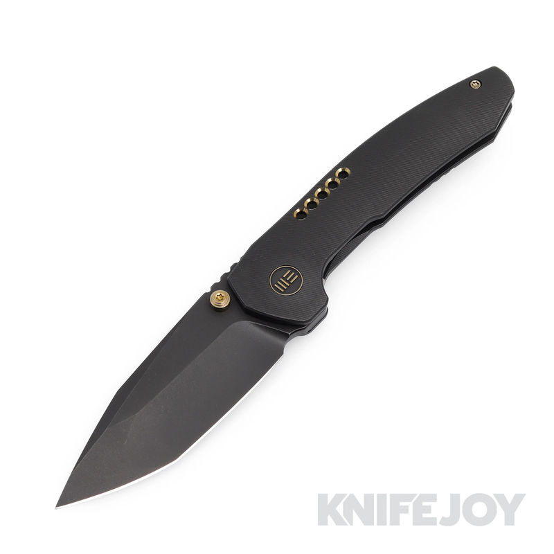 We Knife - 22002B-2 Trogon Thumb Stud Black Stonewashed Blade with Black Titanium Handles