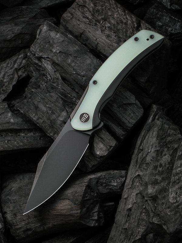 We Knife - 19022F-4 Snick Frame Lock Black SW Blade with Black Ti Handles/Natural G10 Inlay