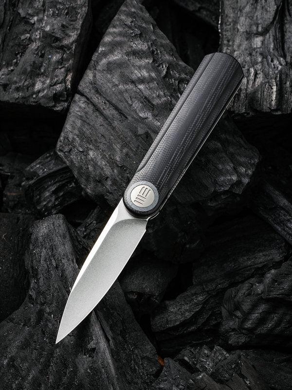 We Knife -Eidolon 19074A-B Drop Point Front Flipper with Black G10 Handles