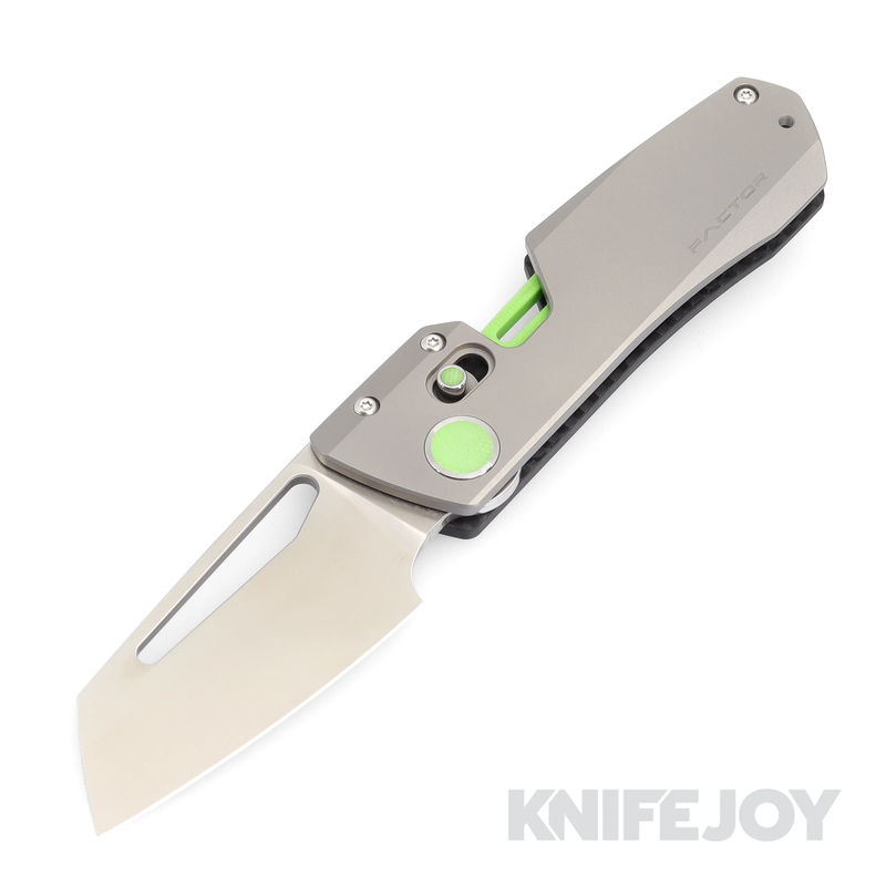 WINTERBLADE Co. Factor Folding Knife Satin Blade with Sandblasted Titanium Handles/ Lime Green Accents