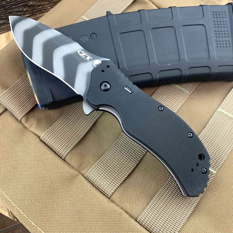 Zero Tolerance Knives ZT 0350-TSTR Tiger Stripe Blade with A/O Tritium Insert Black G10 Knife