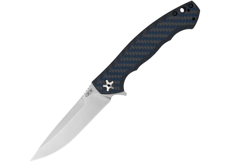 Zero Tolerance Knives ZT 0452BLUCF Sinkevich Stonewash Magnacut Blade with Blue Carbon Fiber Handles