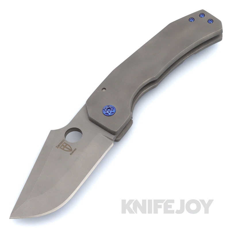 Zermeno Knives Tyr Stonewash CPM-154 Blade with Stonewash Titanium Handles