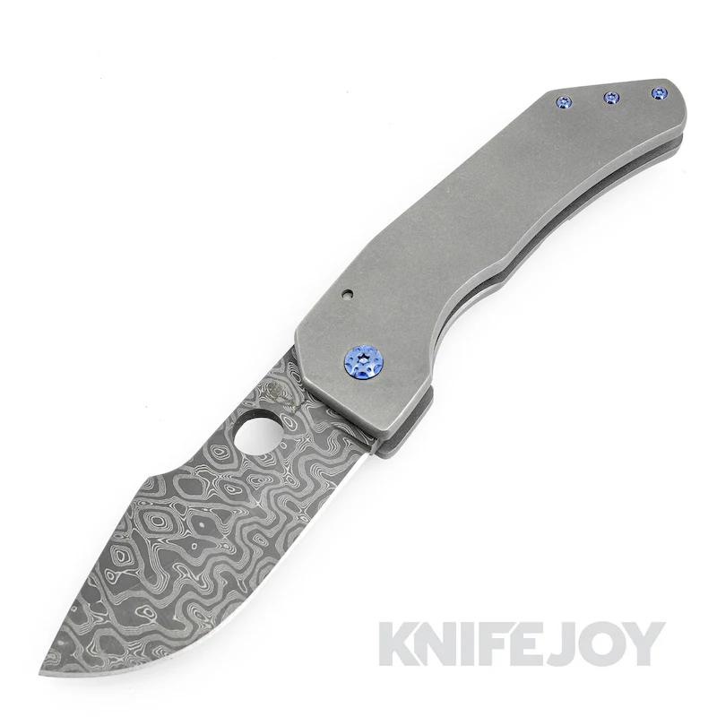 Zermeno Knives Tyr Model Chad Nichols Blade with Titanium/ Blue Hardware Handles
