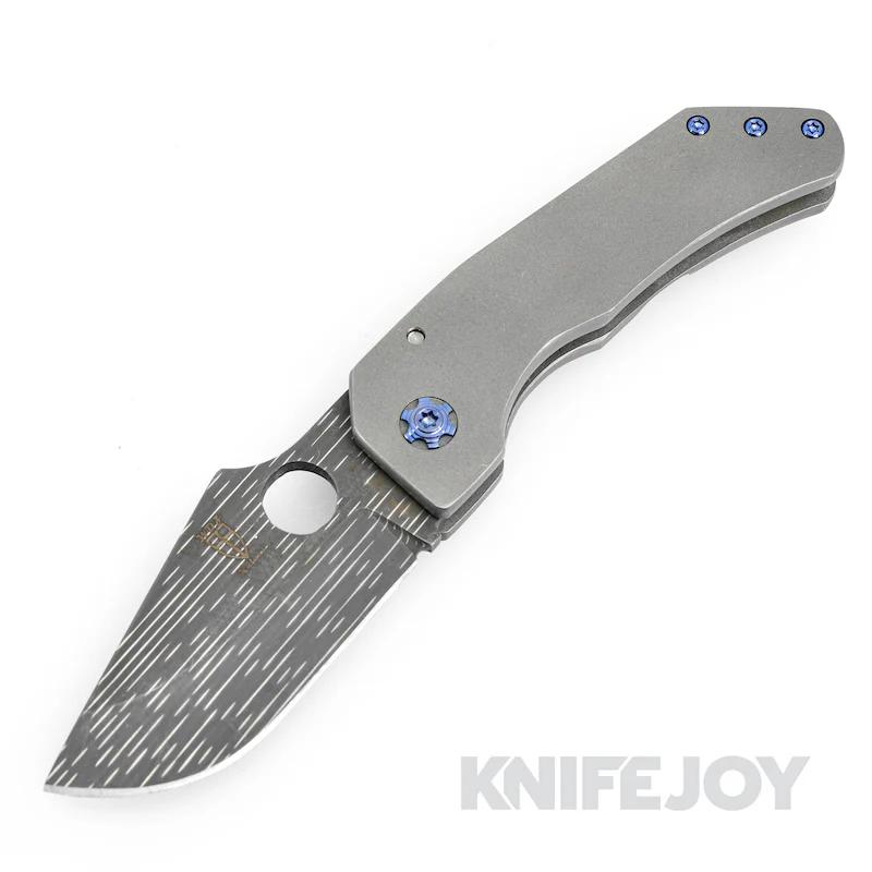 Zermeno Knives Tyr Model 80% Chad Nichols Blade with Titanium/ Blue Hardware Handles