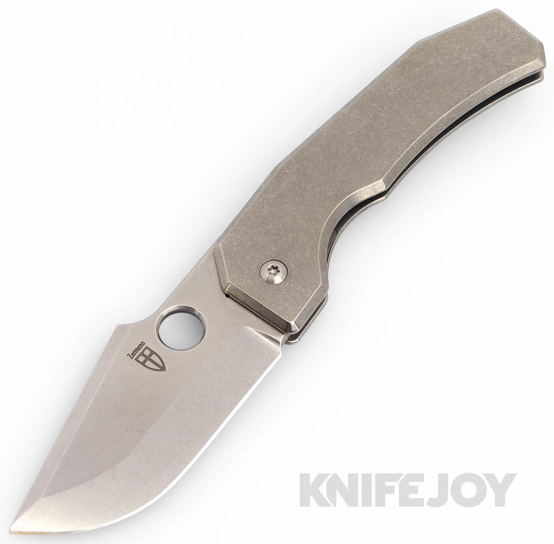 Zermeno Knives Tyr Model M.A.C.K. Stonewash Magnacut Blade with Stonewash Titanium Handles