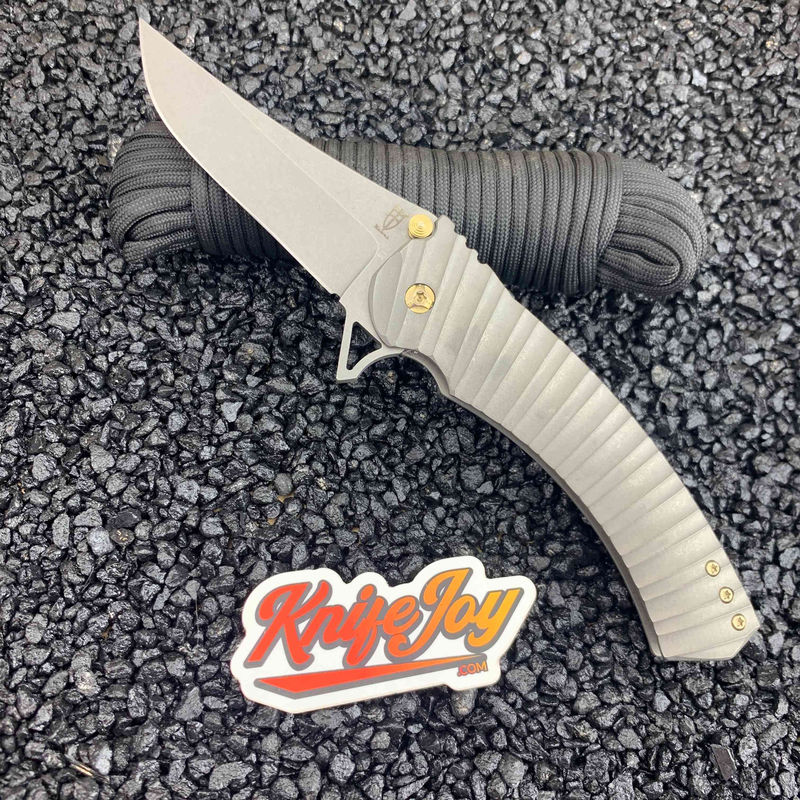 Zermeno Knives Fenris Model with Titanium Handles with S30V Blade Steel/Bronze Hardware